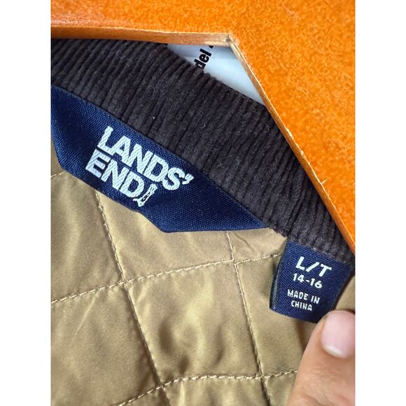 Land’s End Primaloft Chore Corduroy Collar Quilted Jacket Womens Large TALL EUC - Picture 3 of 7